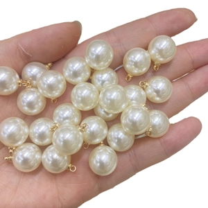 White high-gloss faux pearl charms with golden caps for jewelry making accessories