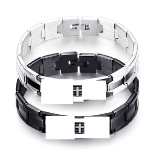 Stainless Steel Cross Bracelet With Prayer Inscription Geometric Watch Band Link Chain For Men And Women Trendy Jewelry