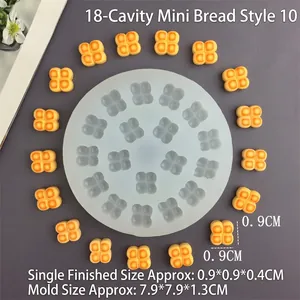Macro view of 18-cavity mini bread silicone mold with 7.9x7.9x1.3cm dimensions
