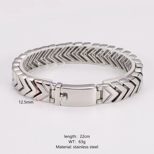 Men's punk snake bone stainless steel bracelet in 12.5mm width and 22cm length