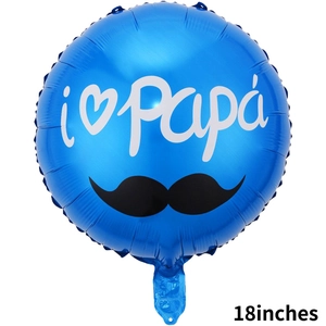 Blue 18 inch Father's Day foil balloon with i Love Papa text and mustache pattern