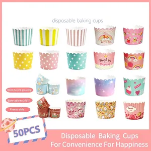 Greaseproof Cupcake Liners Muffin Paper Cups Scalloped Edge Heat Resistant Baking For Party Christmas Various Desserts