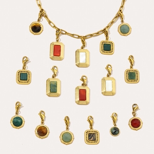 Detailed collection of interchangeable natural stone pendants for gold steel necklaces