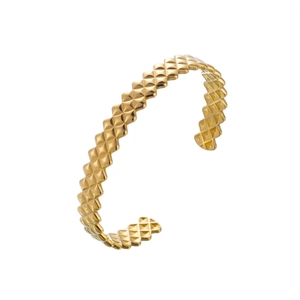 Bracelet jonc ouvert vintage en acier inoxydable doré avec motif clouté pyramide