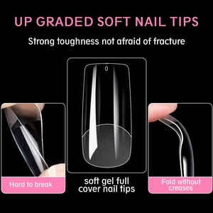 Puntas de uñas de gel suave mejoradas con alta resistencia y diseño de cobertura total
