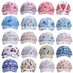 Kids baseball caps in twenty cartoon designs including dinosaur and unicorn for sun protection