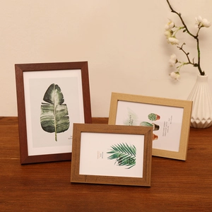 Wooden Textured Photo Frame Desktop Wall Hanging Decor Nordic Style MDF With Plexiglass For Pictures Art Prints