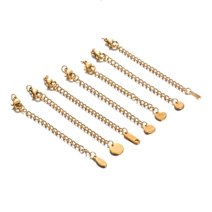 Stainless Steel Extension Chain Lobster Clasp For DIY Jewelry Making Necklace Bracelet Tail Chains With Shaped Tags