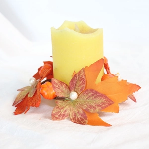 Maple leaf pumpkin candle ring with LED electronic candle for autumn harvest decor