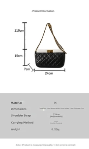 Detailed size chart for the PU leather crossbody bag featuring 24x15x7cm dimensions