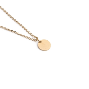 Collier avec pendentif disque rond en or poli pour hommes avec chaîne courte minimaliste