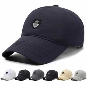 Casquette de Baseball Unisexe à Séchage Rapide Logo Bouclier Brodé Réglable Protection Solaire Chapeau de Sport Décontracté