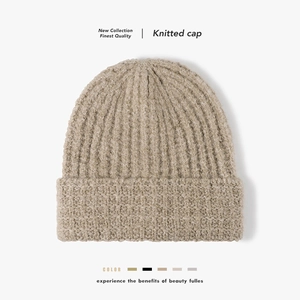 Men's Knitted Beanie Wool Winter Warm Cold Hat Thick Ribbed Knit Solid Color Outdoor Casual Fisherman Beanie Hat