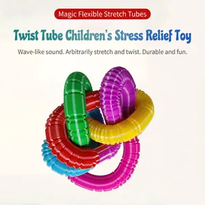 Pop Tubes Sensory Toys Plastic Stretchable Retractable Bendable Stress Relief Educational For Toddlers Kids Colorful Novelty