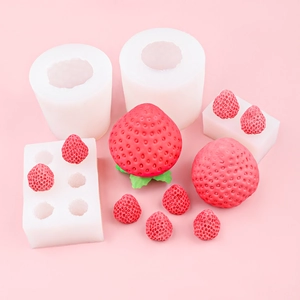 3D strawberry silicone mold for DIY candles, soaps and chocolate making crafts