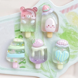 Lot de 5 figurines de glaces en résine dégradée colorée pour loisirs créatifs et DIY
