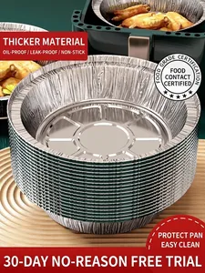 Thickened food-grade aluminum foil liner for air fryers showing roasted chicken wings