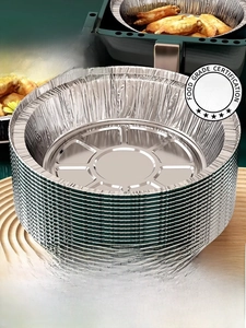 Thickened food-grade aluminum foil liner for air fryers showing roasted chicken wings