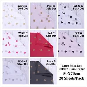 Pack of 20 polka dot tissue paper sheets 50x70cm for floral bouquet wrapping material
