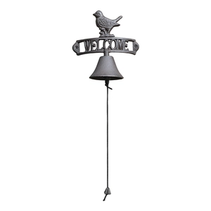 European vintage cast iron bird welcome bell for garden and courtyard wall decor
