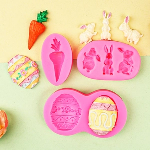 Bunny and Easter egg silicone molds set for DIY fondant and chocolate craft projects