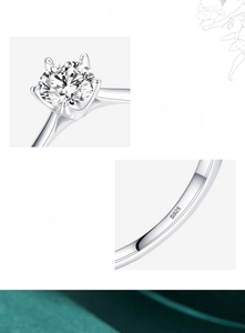 Macro detail of S925 sterling silver ring showing six-prong 5A zircon setting and stamp