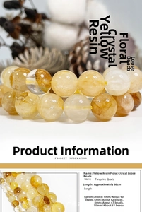 Size comparison chart for tangerine quartz beads showing 4mm to 10mm options with counts