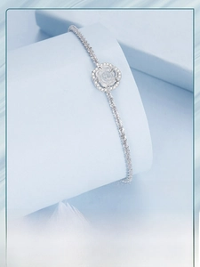 Detailed view of S925 silver photosensitive rose bracelet with shimmering zirconia stones