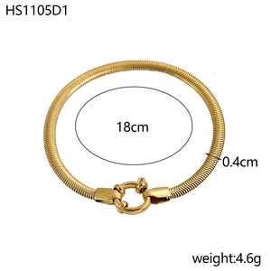 Minimalist gold plated stainless steel paperclip chain bracelet with 18cm spring clasp