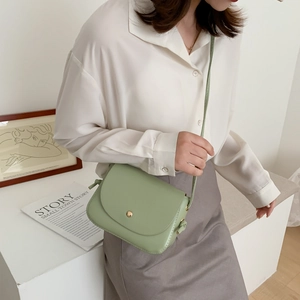 Fashionable mint green mini crossbody bag for women with golden buckle and adjustable strap