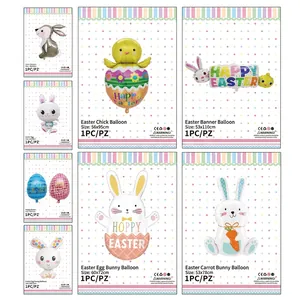 Ballon en Feuille d'Aluminium de Pâques Dessin Animé Lapin Poussin Oeuf Coloré Happy Easter Banner pour Décoration de Fête