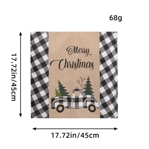 Weihnachts-Stuhlbezug aus Sackleinen mit Karo-LKW und Merry Christmas Aufdruck, 45x45 cm
