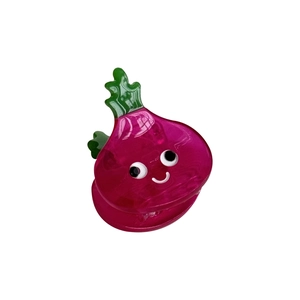 Cute purple radish vegetable hair claw clip with green leaves for kids hair styling