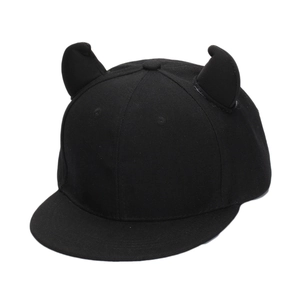 Casquette De Baseball Mixte Bord Plat Snapback Chapeau Avec Cornes De Diable 3D Polyester Coton Sergé Hip Hop Réglable
