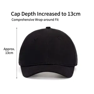 Casquette de baseball classique noire à bord court en coton avec une profondeur de 13 cm