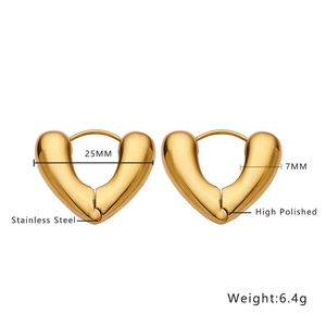 Macro view of polished 18K gold-plated stainless steel U-shaped braided hoop earrings
