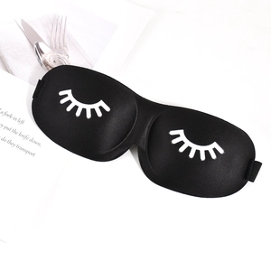 Comfortable 3D black sleep mask with eyelash pattern and breathable elastic strap