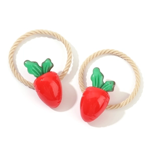 Cute strawberry hair ties for girls with high-elastic brown bands and red resin fruits