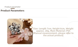 Floral hair claw clip dimensions and weight specifications for marble PVC hair accessory