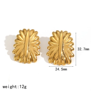 18k gold plated stainless steel explosion flower earrings with dimensions and weight
