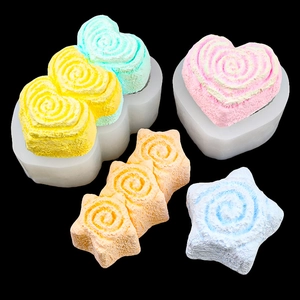 Moldes de silicona en forma de corazón y estrella para chocolates, jabón y pasteles