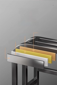Detail showing the 4-layer carbon steel structure of the kitchen knife organizer