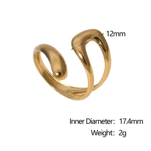 Detail view of adjustable gold stainless steel ring with 17.4mm inner diameter and 2g weight