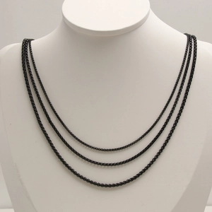 Black Stainless Steel Box Chain Necklace Polished Square Link Jewelry For Men And Women Hip Hop Simple Clavicle Chain