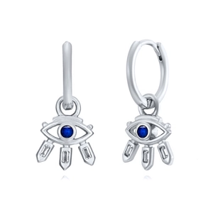 S925 sterling silver evil eye drop earrings with blue crystal and zircon stones