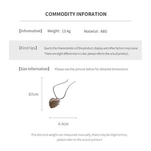 Size chart showing dimensions for heart pendant necklace with cord, 87cm total length