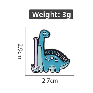 Cartoon herbivore dinosaur enamel pin badge made of alloy for bags and accessories