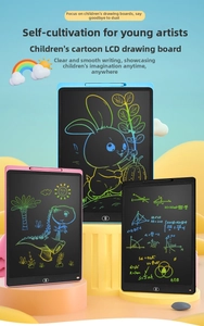 Detail of 12-inch LCD writing tablets with colorful screens and kid-friendly designs