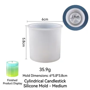 Dettaglio macro dello stampo in silicone cilindrico medio per candeliere con dimensioni