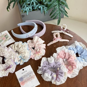 Süße Florale Karo Stoff Haargummi Herz Haarklammer Schwamm Stirnband Damen Koreanischen Stil Französisch Haaraccessoires